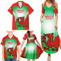 Custom Wales Rugby Family Matching Summer Maxi Dress and Hawaiian Shirt 2023 Come On Cymru Champions World Cup - Wonder Print Shop