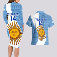 Custom Argentina Rugby Couples Matching Long Sleeve Bodycon Dress and Hawaiian Shirt 2023 Go Champions Los Pumas World Cup - Wonder Print Shop