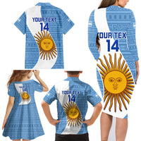Custom Argentina Rugby Family Matching Long Sleeve Bodycon Dress and Hawaiian Shirt 2023 Go Champions Los Pumas World Cup - Wonder Print Shop