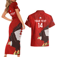 Custom Chile Rugby Couples Matching Short Sleeve Bodycon Dress and Hawaiian Shirt 2023 Los Condores Grunge Style - Wonder Print Shop