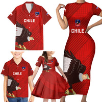 Custom Chile Rugby Family Matching Short Sleeve Bodycon Dress and Hawaiian Shirt 2023 Los Condores Grunge Style - Wonder Print Shop