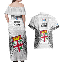 Fiji Rugby Couples Matching Off Shoulder Maxi Dress and Hawaiian Shirt 2023 Go Champions World Cup Fijian Tapa Pattern - Wonder Print Shop