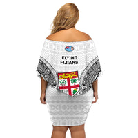 Fiji Rugby Family Matching Off Shoulder Short Dress and Hawaiian Shirt 2023 Go Champions World Cup Fijian Tapa Pattern - Wonder Print Shop