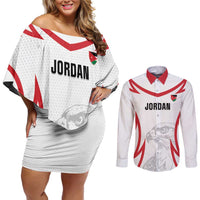 Jordan Football Custom Couples Matching Off Shoulder Short Dress and Long Sleeve Button Shirt Go The Chivalrous Ones - Wonder Print Shop