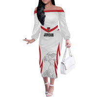 Jordan Football Custom Off The Shoulder Long Sleeve Dress Go The Chivalrous Ones - Wonder Print Shop