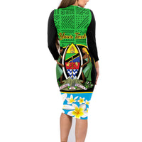 Personalised Tanzania Independence Day Family Matching Long Sleeve Bodycon Dress and Hawaiian Shirt Heri ya Siku ya Uhuru African Pattern - Wonder Print Shop