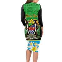 Personalised Tanzania Independence Day Long Sleeve Bodycon Dress Heri ya Siku ya Uhuru African Pattern - Wonder Print Shop