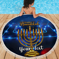 Personalised Hanukkah Beach Blanket Menorah Happy Jewish Holiday - Wonder Print Shop