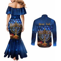 personalised-hanukkah-couples-matching-mermaid-dress-and-long-sleeve-button-shirt-menorah-happy-jewish-holiday