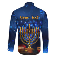 Personalised Hanukkah Family Matching Long Sleeve Bodycon Dress and Hawaiian Shirt Menorah Happy Jewish Holiday - Wonder Print Shop