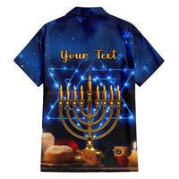 Personalised Hanukkah Family Matching Short Sleeve Bodycon Dress and Hawaiian Shirt Menorah Happy Jewish Holiday - Wonder Print Shop