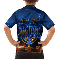 Personalised Hanukkah Family Matching Tank Maxi Dress and Hawaiian Shirt Menorah Happy Jewish Holiday - Wonder Print Shop