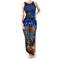 Personalised Hanukkah Family Matching Tank Maxi Dress and Hawaiian Shirt Menorah Happy Jewish Holiday - Wonder Print Shop