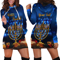 Personalised Hanukkah Hoodie Dress Menorah Happy Jewish Holiday - Wonder Print Shop