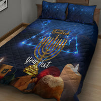 Personalised Hanukkah Quilt Bed Set Menorah Happy Jewish Holiday - Wonder Print Shop
