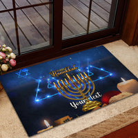Personalised Hanukkah Rubber Doormat Menorah Happy Jewish Holiday - Wonder Print Shop