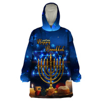 Personalised Hanukkah Wearable Blanket Hoodie Menorah Happy Jewish Holiday - Wonder Print Shop