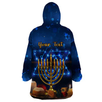 Personalised Hanukkah Wearable Blanket Hoodie Menorah Happy Jewish Holiday - Wonder Print Shop