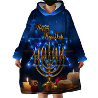 Personalised Hanukkah Wearable Blanket Hoodie Menorah Happy Jewish Holiday - Wonder Print Shop