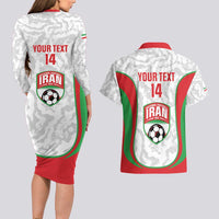 Iran Football Custom Couples Matching Long Sleeve Bodycon Dress and Hawaiian Shirt Come On Team Melli Cheetah - Wonder Print Shop