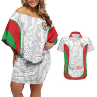 Iran Football Custom Couples Matching Off Shoulder Short Dress and Hawaiian Shirt Come On Team Melli Cheetah - Wonder Print Shop