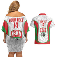 Iran Football Custom Couples Matching Off Shoulder Short Dress and Hawaiian Shirt Come On Team Melli Cheetah - Wonder Print Shop