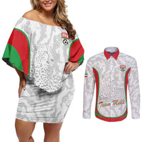 Iran Football Custom Couples Matching Off Shoulder Short Dress and Long Sleeve Button Shirt Come On Team Melli Cheetah - Wonder Print Shop