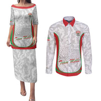 Iran Football Custom Couples Matching Puletasi and Long Sleeve Button Shirt Come On Team Melli Cheetah - Wonder Print Shop