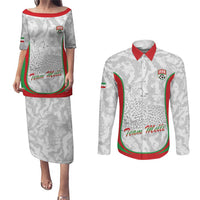 Iran Football Custom Couples Matching Puletasi and Long Sleeve Button Shirt Come On Team Melli Cheetah - Wonder Print Shop