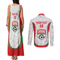 Iran Football Custom Couples Matching Tank Maxi Dress and Long Sleeve Button Shirt Come On Team Melli Cheetah - Wonder Print Shop