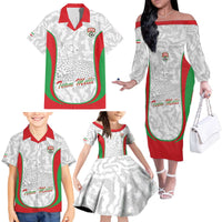 Iran Football Custom Family Matching Off The Shoulder Long Sleeve Dress and Hawaiian Shirt Come On Team Melli Cheetah - Wonder Print Shop