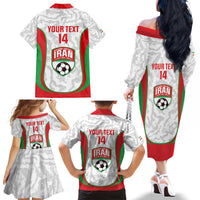 Iran Football Custom Family Matching Off The Shoulder Long Sleeve Dress and Hawaiian Shirt Come On Team Melli Cheetah - Wonder Print Shop