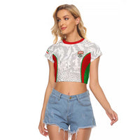 Iran Football Custom Raglan Cropped T Shirt Come On Team Melli Cheetah - Wonder Print Shop