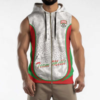 Iran Football Custom Sleeveless Zip Hoodie Come On Team Melli Cheetah - Wonder Print Shop