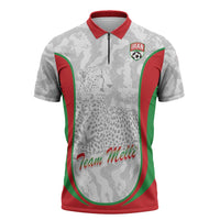 Iran Football Custom Zipper Polo Shirt Come On Team Melli Cheetah - Wonder Print Shop