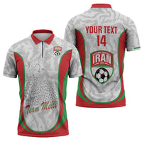 Iran Football Custom Zipper Polo Shirt Come On Team Melli Cheetah - Wonder Print Shop