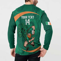 Custom Ireland Rugby Sevens Button Sweatshirt Go Champions Irish Shamrock - Wonder Print Shop