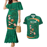 Custom Ireland Rugby Sevens Couples Matching Mermaid Dress and Hawaiian Shirt Go Champions Irish Shamrock - Wonder Print Shop