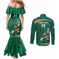 Custom Ireland Rugby Sevens Couples Matching Mermaid Dress and Long Sleeve Button Shirt Go Champions Irish Shamrock