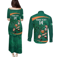 Custom Ireland Rugby Sevens Couples Matching Puletasi and Long Sleeve Button Shirt Go Champions Irish Shamrock - Wonder Print Shop