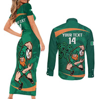Custom Ireland Rugby Sevens Couples Matching Short Sleeve Bodycon Dress and Long Sleeve Button Shirt Go Champions Irish Shamrock - Wonder Print Shop