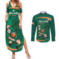 Custom Ireland Rugby Sevens Couples Matching Summer Maxi Dress and Long Sleeve Button Shirt Go Champions Irish Shamrock - Wonder Print Shop