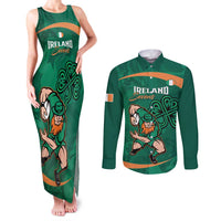 Custom Ireland Rugby Sevens Couples Matching Tank Maxi Dress and Long Sleeve Button Shirt Go Champions Irish Shamrock - Wonder Print Shop
