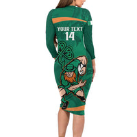 Custom Ireland Rugby Sevens Family Matching Long Sleeve Bodycon Dress and Hawaiian Shirt Go Champions Irish Shamrock - Wonder Print Shop