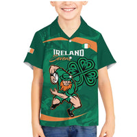 Custom Ireland Rugby Sevens Family Matching Mermaid Dress and Hawaiian Shirt Go Champions Irish Shamrock - Wonder Print Shop