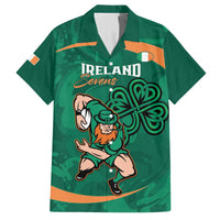 Custom Ireland Rugby Sevens Family Matching Off The Shoulder Long Sleeve Dress and Hawaiian Shirt Go Champions Irish Shamrock - Wonder Print Shop