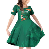 Custom Ireland Rugby Sevens Family Matching Off Shoulder Short Dress and Hawaiian Shirt Go Champions Irish Shamrock - Wonder Print Shop