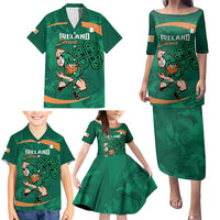 Custom Ireland Rugby Sevens Family Matching Puletasi and Hawaiian Shirt Go Champions Irish Shamrock - Wonder Print Shop