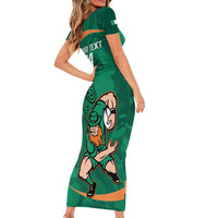 Custom Ireland Rugby Sevens Family Matching Short Sleeve Bodycon Dress and Hawaiian Shirt Go Champions Irish Shamrock - Wonder Print Shop