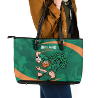 Ireland Rugby Sevens Leather Tote Bag Go Champions Irish Shamrock - Wonder Print Shop